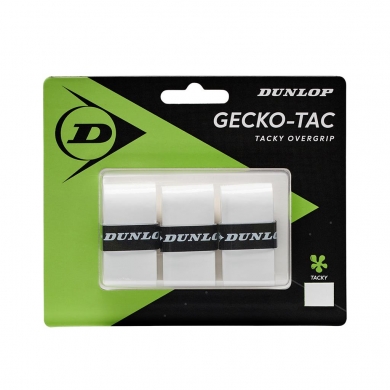 Dunlop Overgrip Gecko Tac 0.5mm - glatt, griffig - weiss - 3 Stück